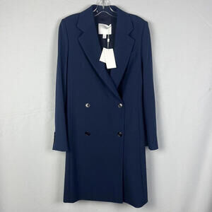 $845 Hugo Boss BOSS Double Breasted Overcoat Navy Size 4 US, 40 IT